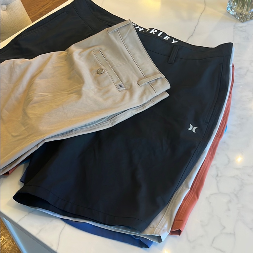Hurley Men's Shorts Bundle - Black, Tan, Blue, Red, Grey.
